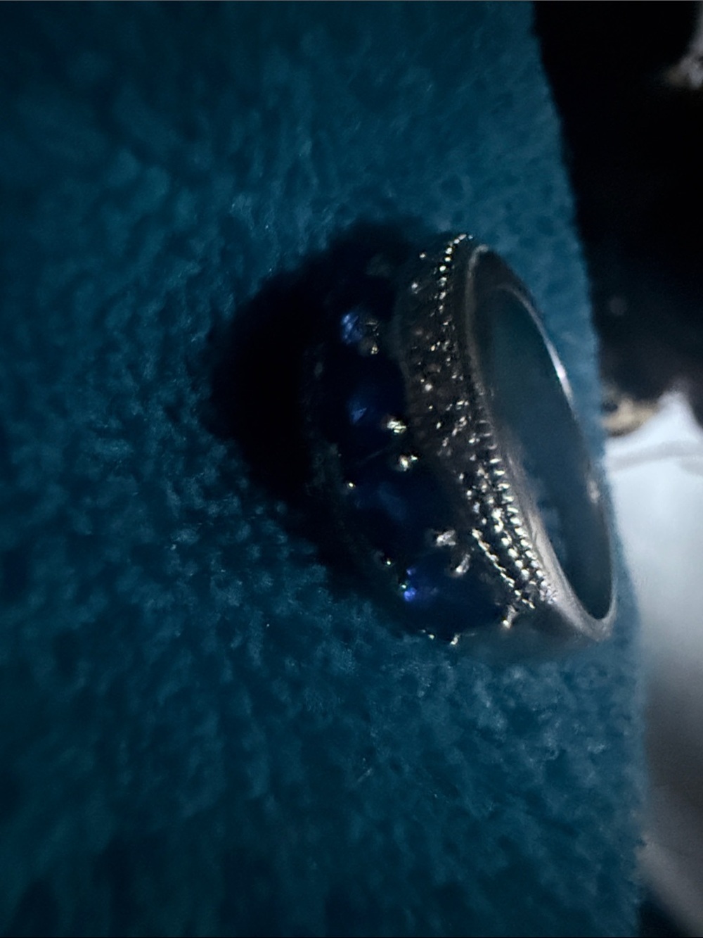 Source Unknown Silver Ring with Blue Stones